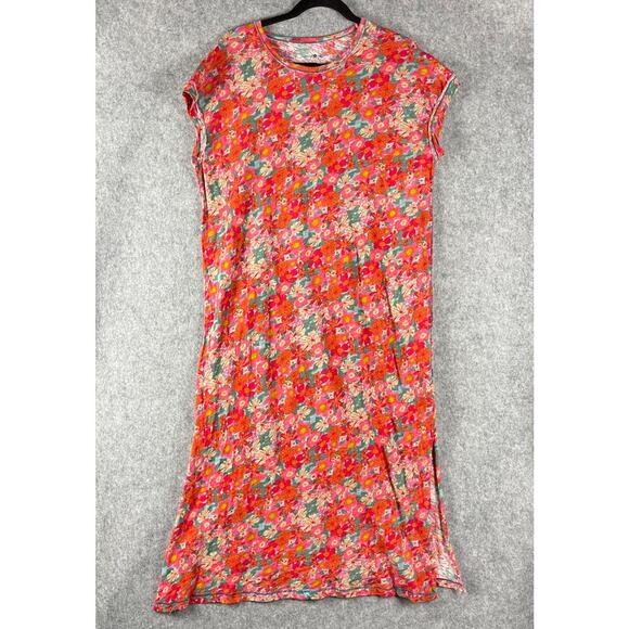 Natural Life Frankie Dress Womens Small Floral Cotton Knit Tee Midi Boho - Picture 1 of 13
